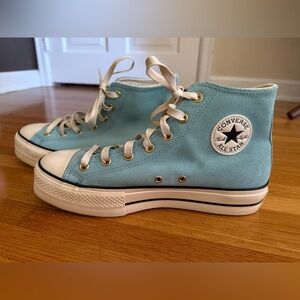 Converse Chuck Taylor All Star High Top Sneakers in Light Blue and White